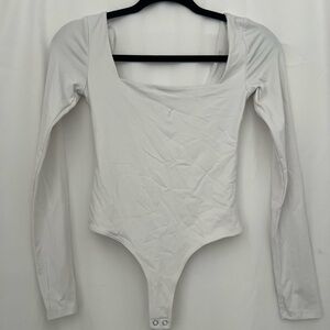 Forever 21 White Long Sleeve Bodysuit